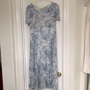 DAZY Allover Print Puff Sleeve Pleated Hem Dress